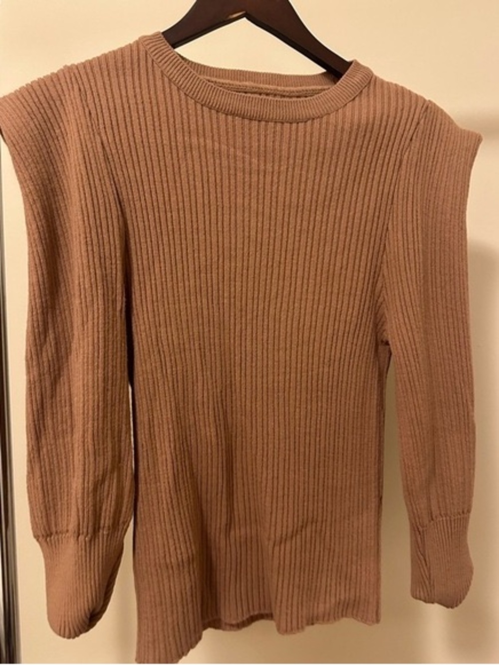 Women’s Ribbed Crewneck Long Sleeve Sweater - Taupe Brown